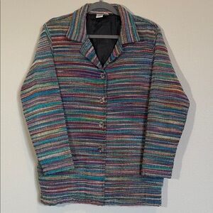 Coldwater Creek Vibrant Striped Blazer, Size Large